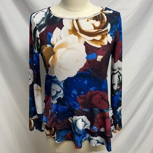 Cece Floral Blouse with Bottom Ruffles
